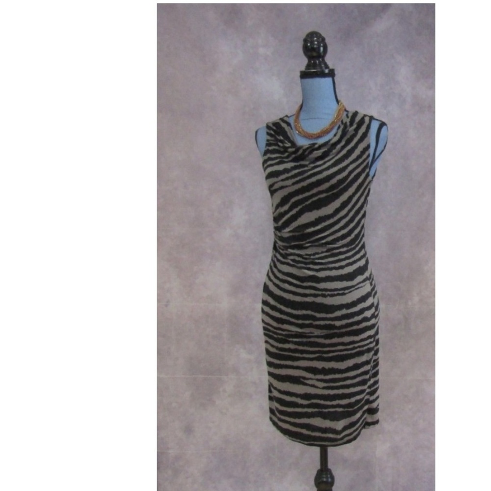 LOFT Black & Gray Animal Print Tiger Stripe Dress